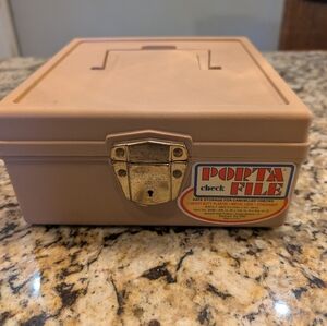 Vintage Ballonoff Porta Check File Box USA Heavy Plastic WITH KEY